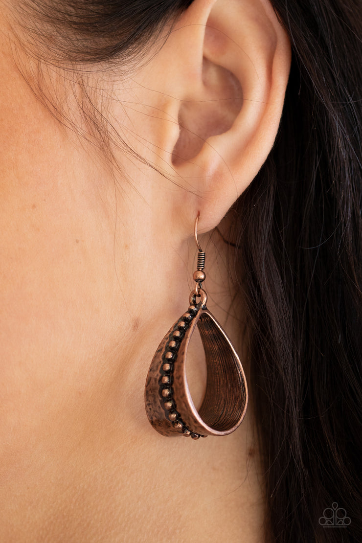 Paparazzi Accessories STIRRUP Some Trouble - Copper Earrings