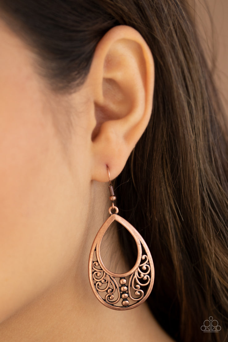 Paparazzi Accessories Stylish Serpentine - Copper Earrings