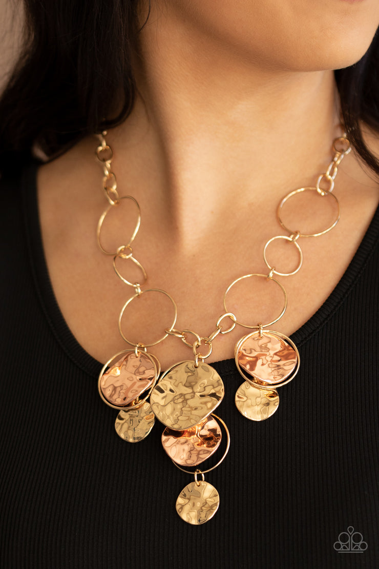 Paparazzi Accessories Learn The HARDWARE Way Gold Necklace Set