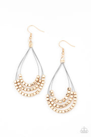 Paparazzi Accessories Off The Blocks Shimmer Gold Earrings