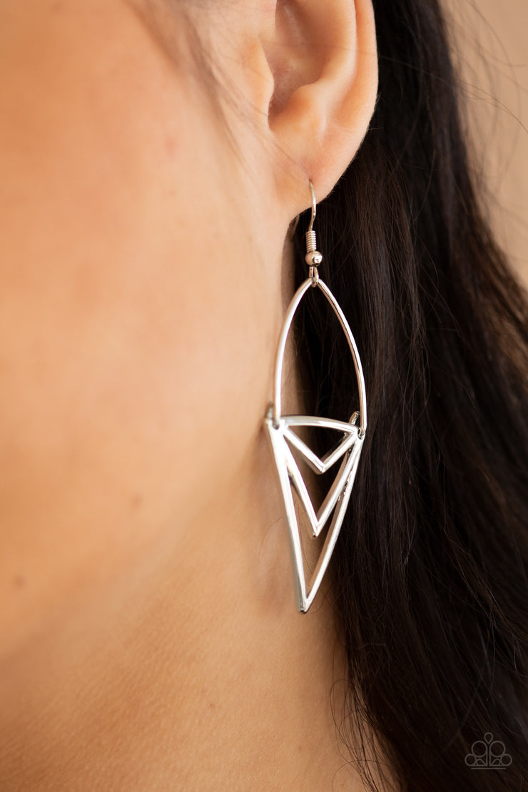Paparazzi Accessories Proceed With Caution Silver Earrings