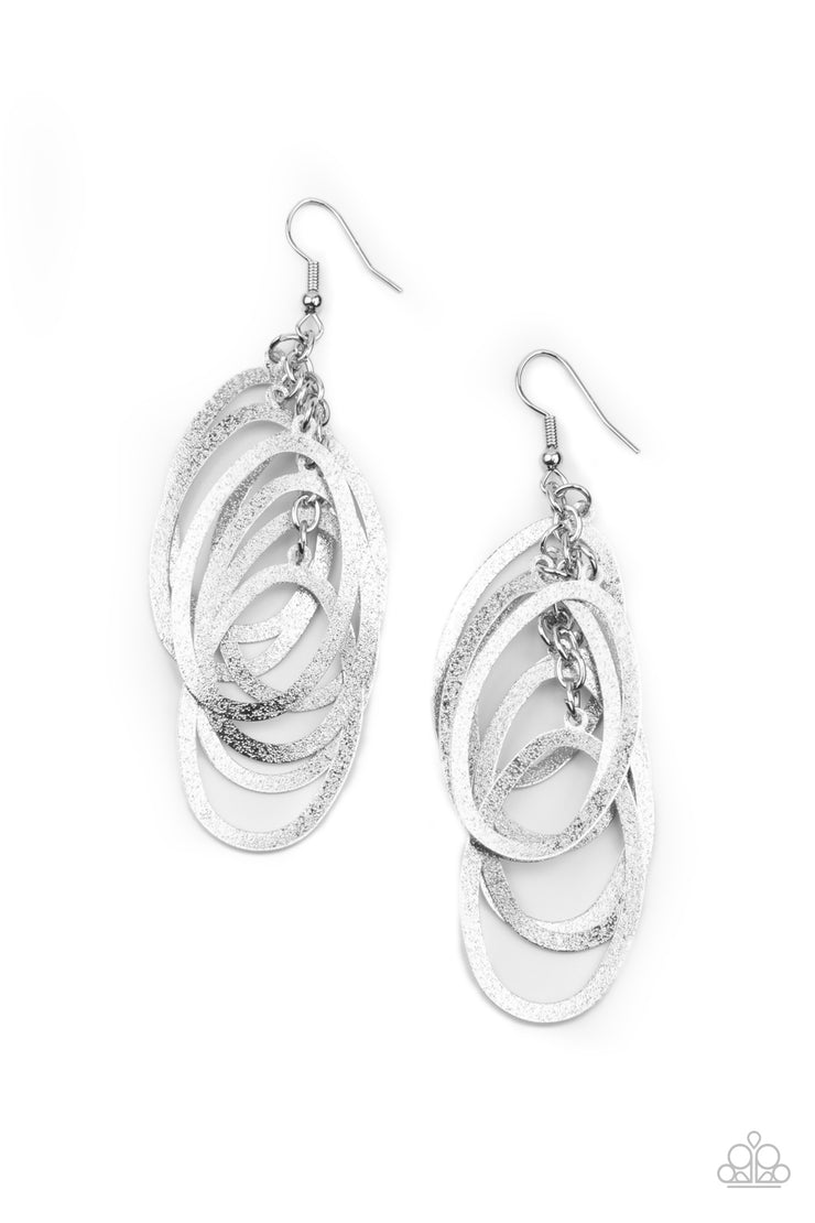 Paparazzi Accessories Mind OVAL Matter Silver Earrings