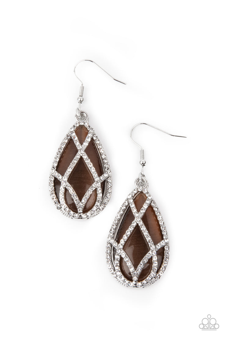Paparazzi Accessories Crawling With Couture - Brown Earrings
