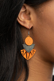 Paparazzi Accessories Jurassic Juxtaposition - Orange Earrings
