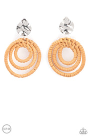 Paparazzi Accessories Whimsically Wicker Brown Clip-On Earrings