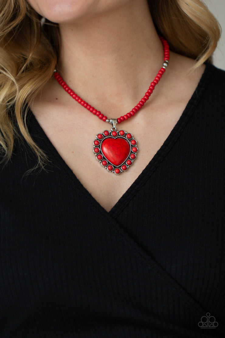 Paparazzi Accessories A Heart Of Stone - Red Necklace Set