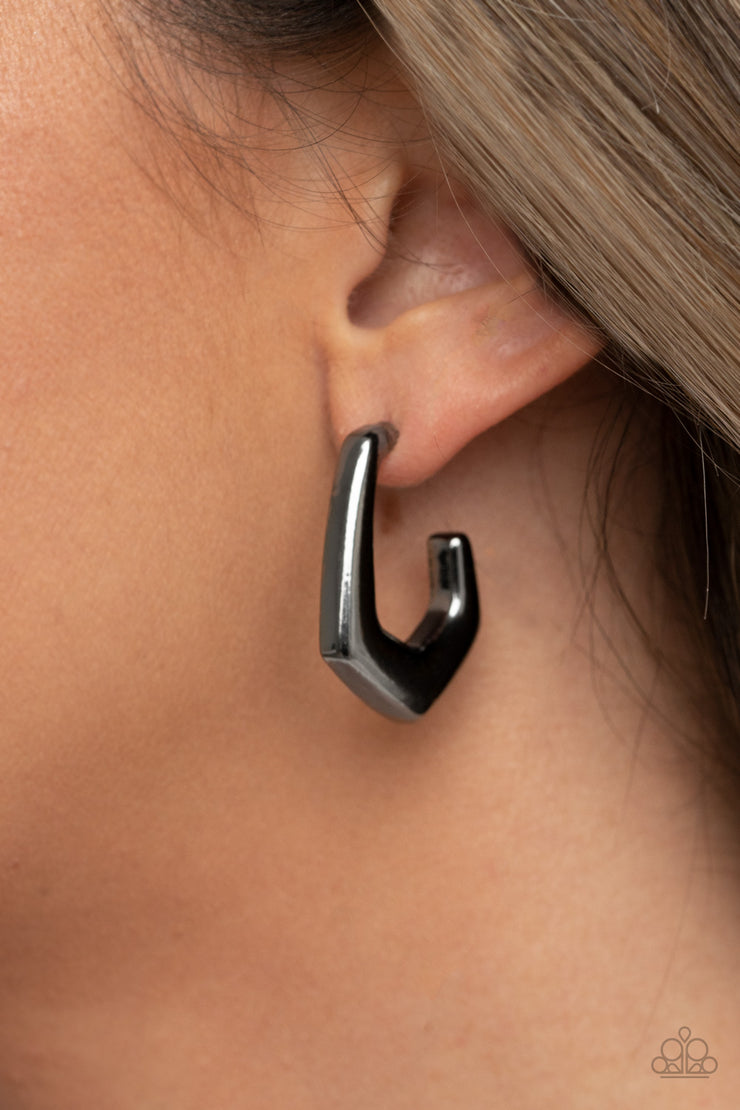 Paparazzi Accessories On The Hook Black Earrings