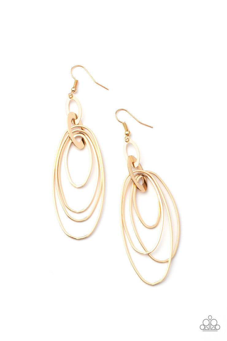 Paparazzi Accessories OVAL The Moon Gold Earrings