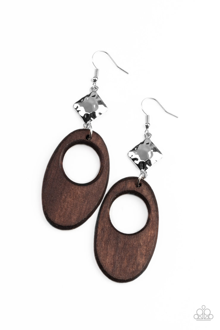 Paparazzi Accessories Retro Reveal - Brown Earrings