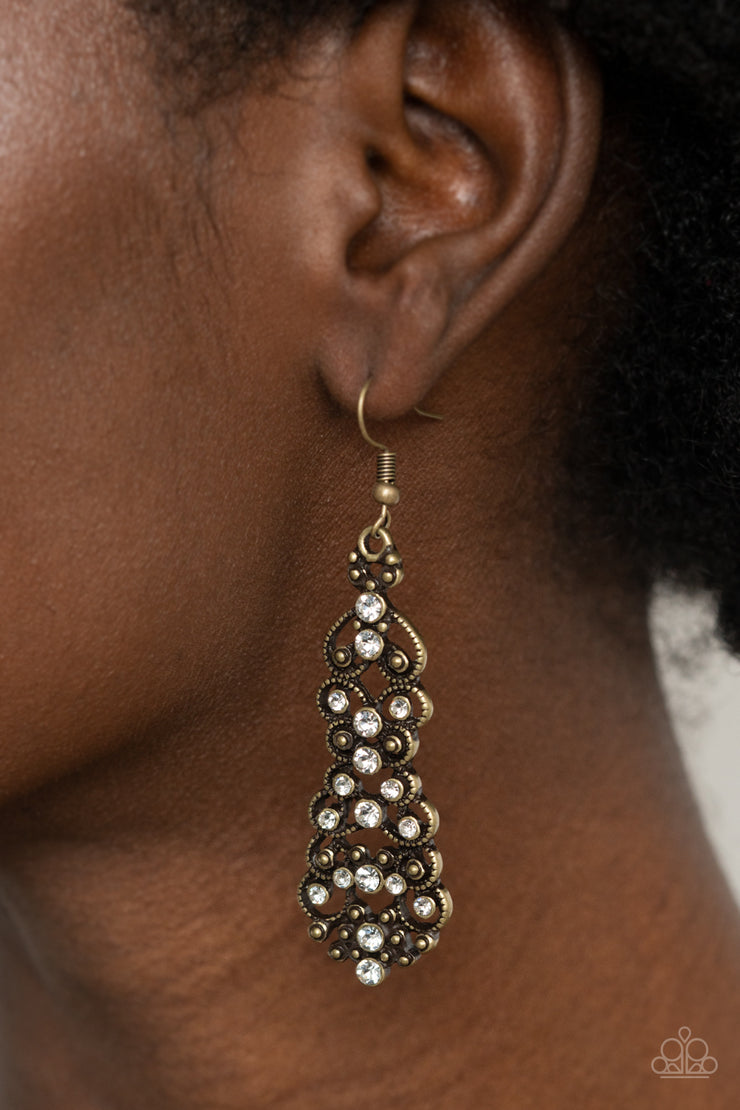 Paparazzi Accessories Diva Decorum Brass Earrings