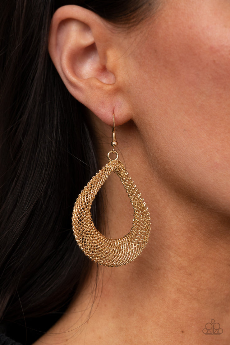 Paparazzi Accessories A Hot MESH - Gold Earrings