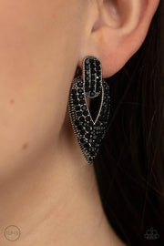 Paparazzi Accessories Blinged Out Buckles Black Clip-On Earrings