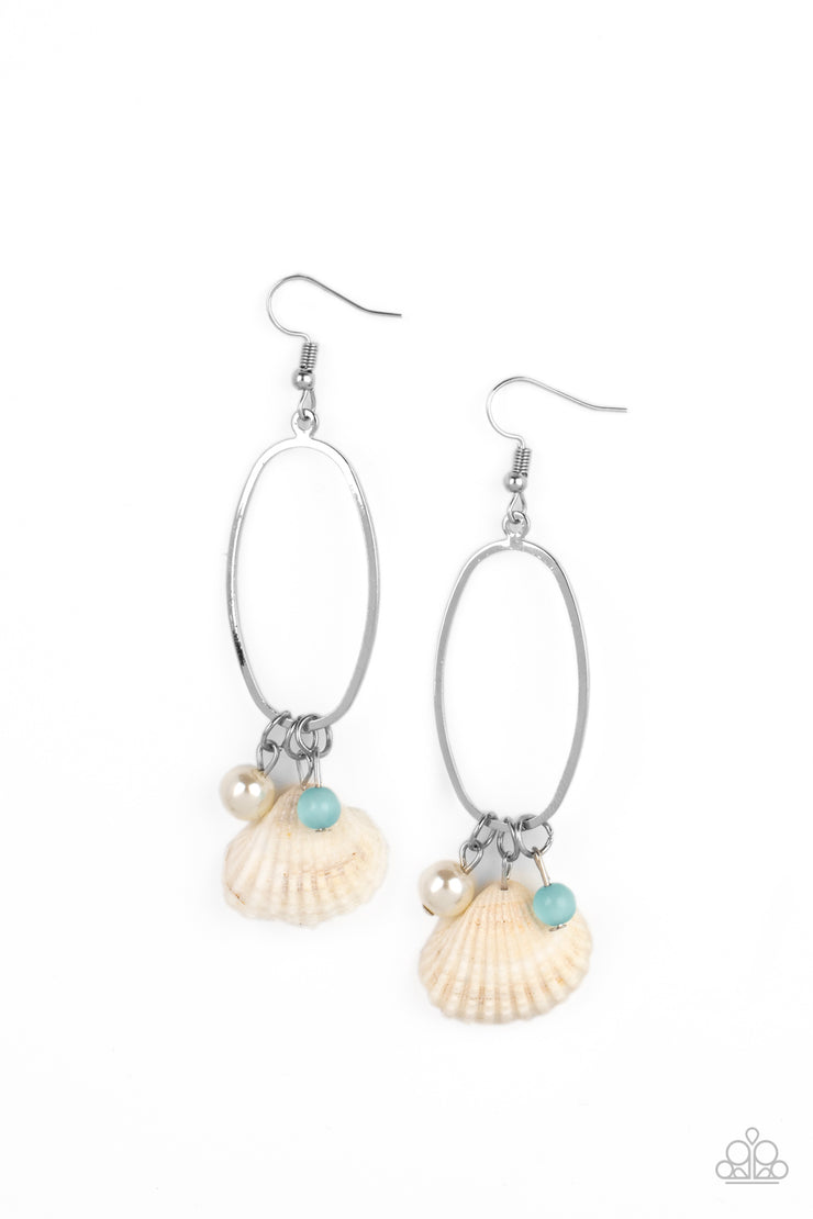 Paparazzi Accessories This Too SHELL Pass Blue Earrings