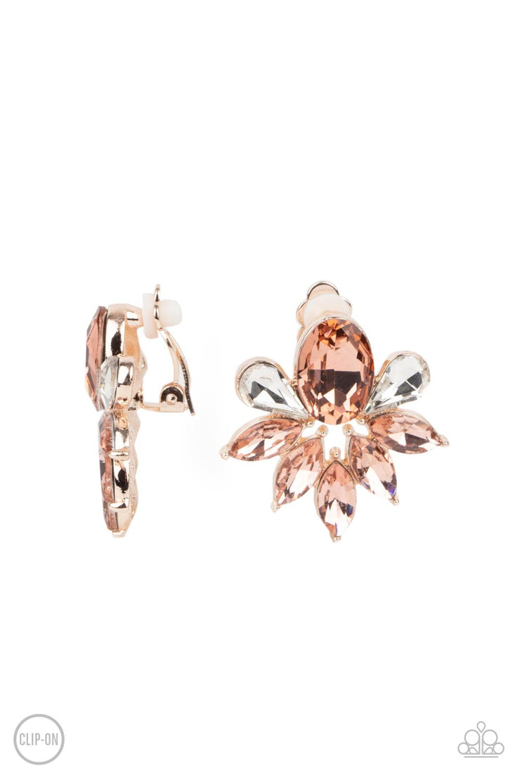Paparazzi Accessories Fearless Finesse Rose Gold Clip- On Earrings