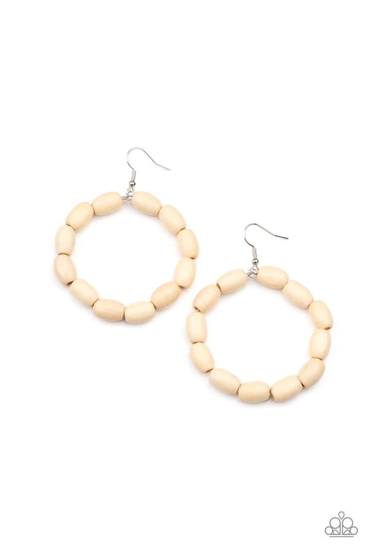 Paparazzi Accessories Living The WOOD Life White Earrings