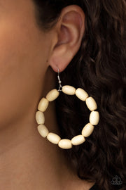 Paparazzi Accessories Living The WOOD Life White Earrings