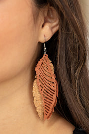 Paparazzi Accessories WINGING Off The Hook Brown Earrings