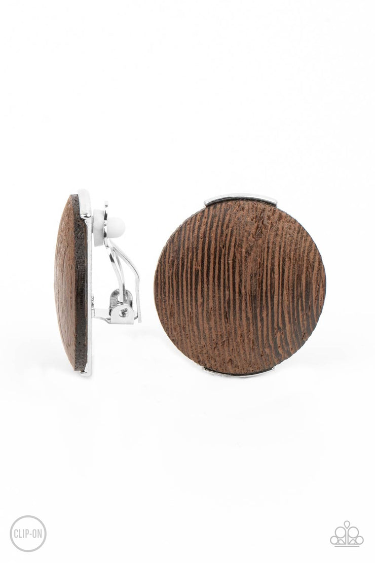 Paparazzi Accessories WOODWORK It - Brown Earrings
