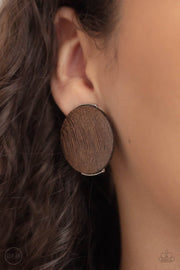 Paparazzi Accessories WOODWORK It - Brown Earrings
