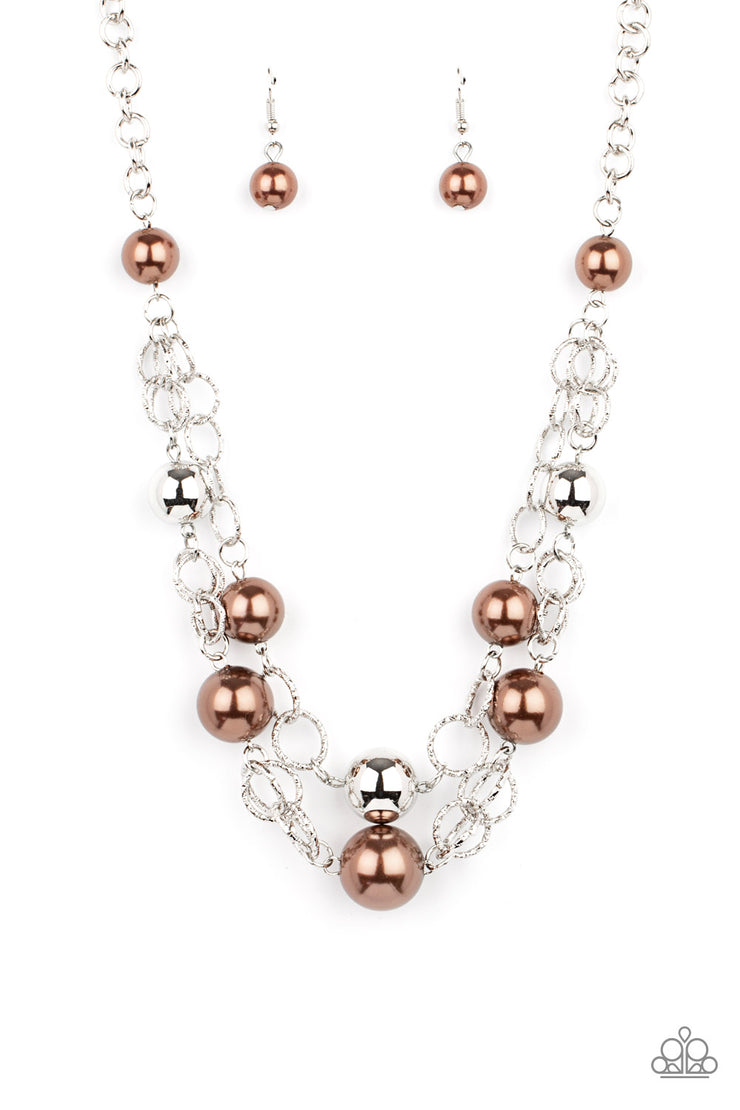 Paparazzi Accessories New Age Knockout - Brown Necklace Set