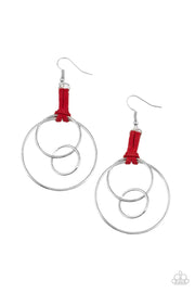 Paparazzi Accessories Fearless Fusion Red Hoop Earrings