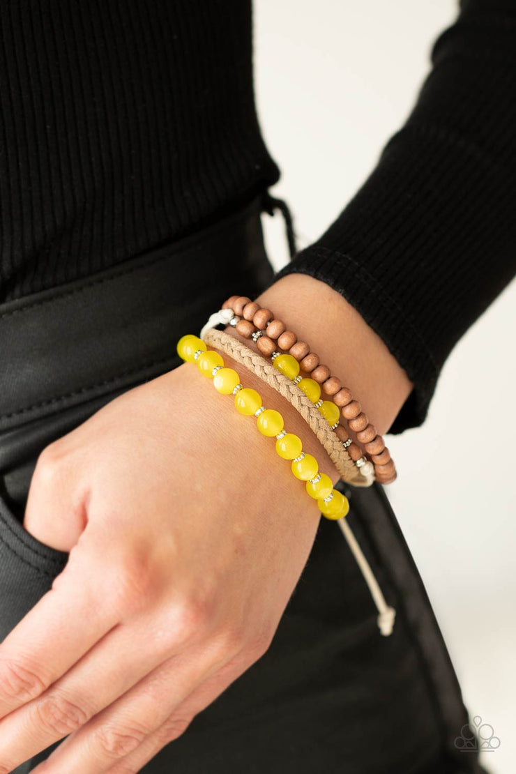 Paparazzi Accessories Down HOMESPUN - Yellow Bracelet