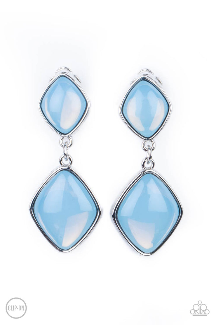Paparazzi Accessories Double Dipping Diamonds - Blue Earrings