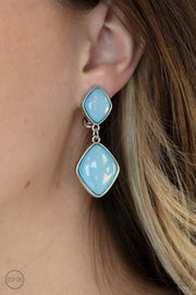 Paparazzi Accessories Double Dipping Diamonds - Blue Earrings