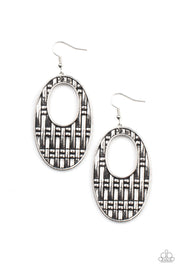Paparazzi Accessories Engraved Edge - Silver Earrings