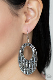 Paparazzi Accessories Engraved Edge - Silver Earrings