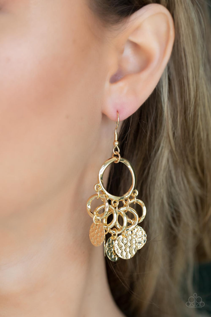 Paparazzi Accessories Partners in CHIME - Gold Earrings