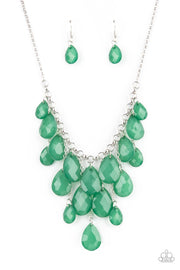 Paparazzi Accessories Front Row Flamboyance - Green Necklace Set