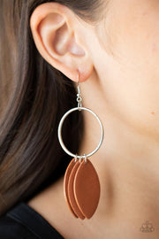 Paparazzi Accessories Leafy Laguna - Brown Earrings