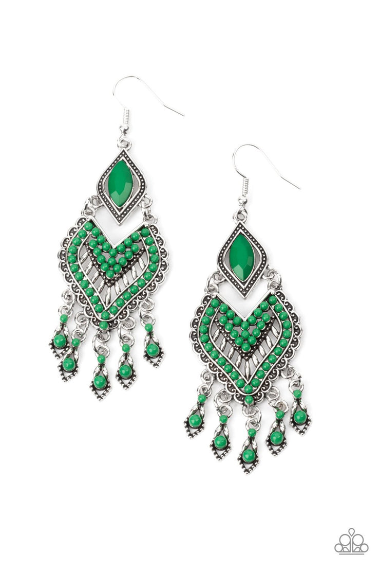 Paparazzi Accessories Dearly Debonair - Green Earrings - 2021 Convention Exclusive