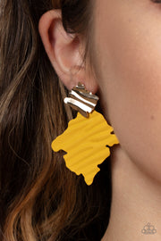 Paparazzi Accessories Crimped Couture - Yellow Earrings