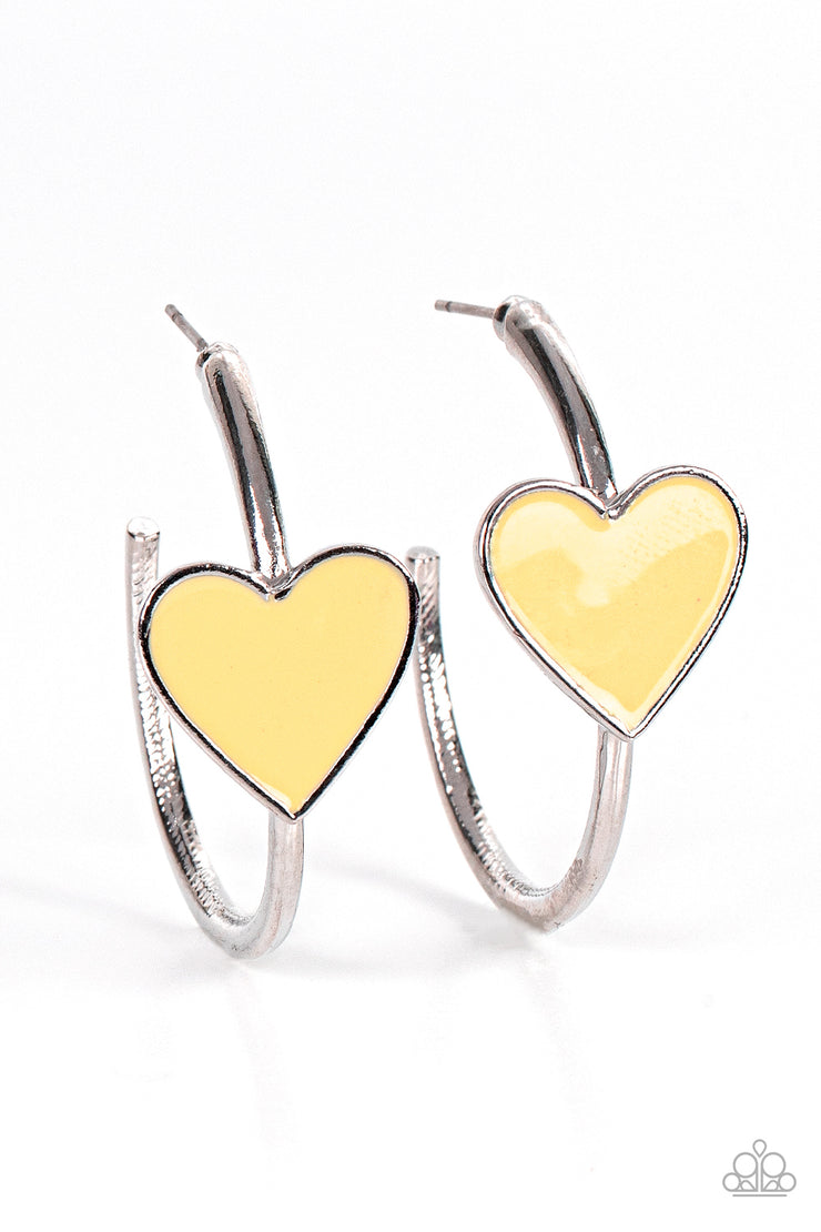 Paparazzi Accessories Kiss Up - Yellow Hoop Earrings