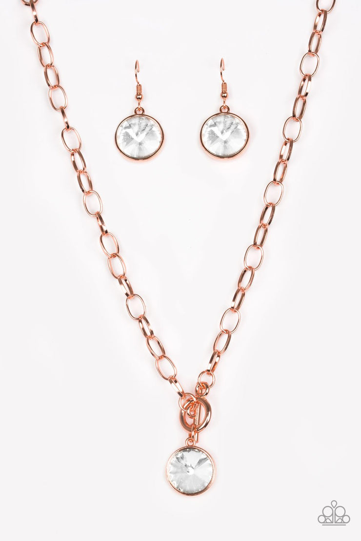 Paparazzi Necklace - She Sparkles On - Copper Necklace Set