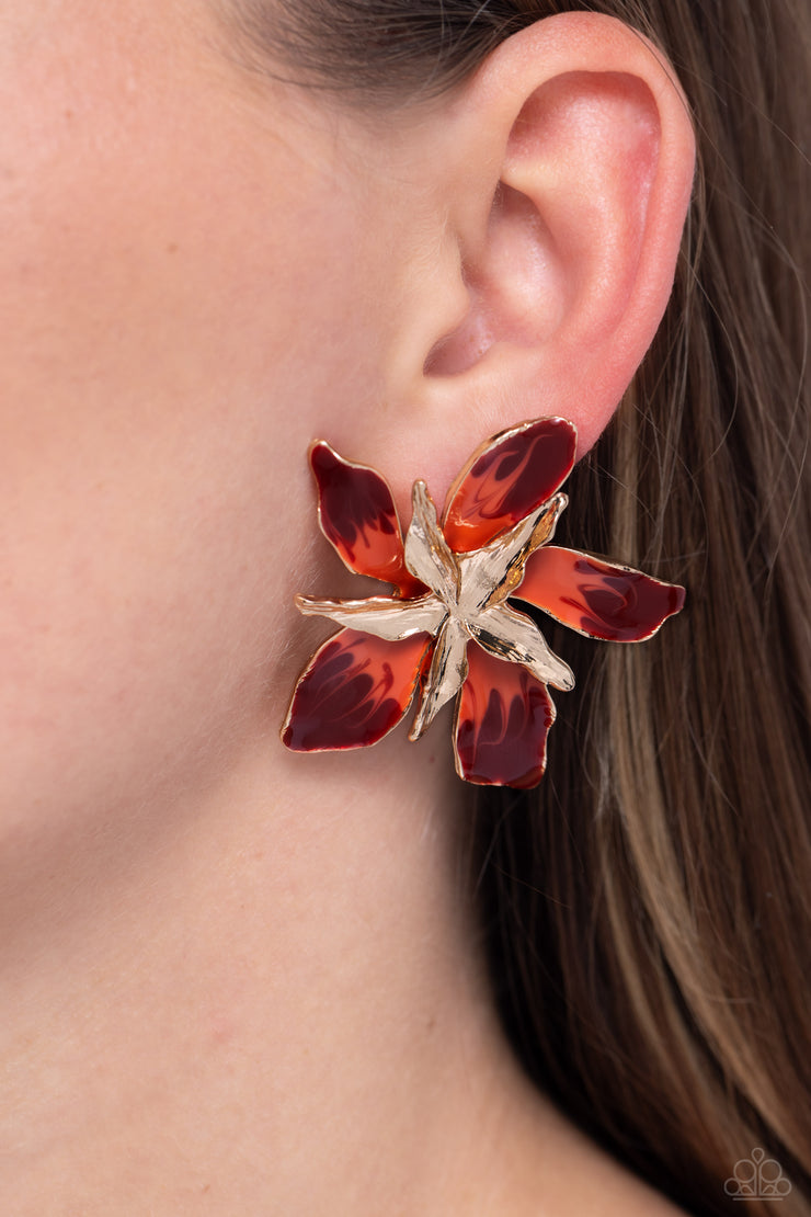 Paparazzi Accessories Warped Wallflower - Red Earrings