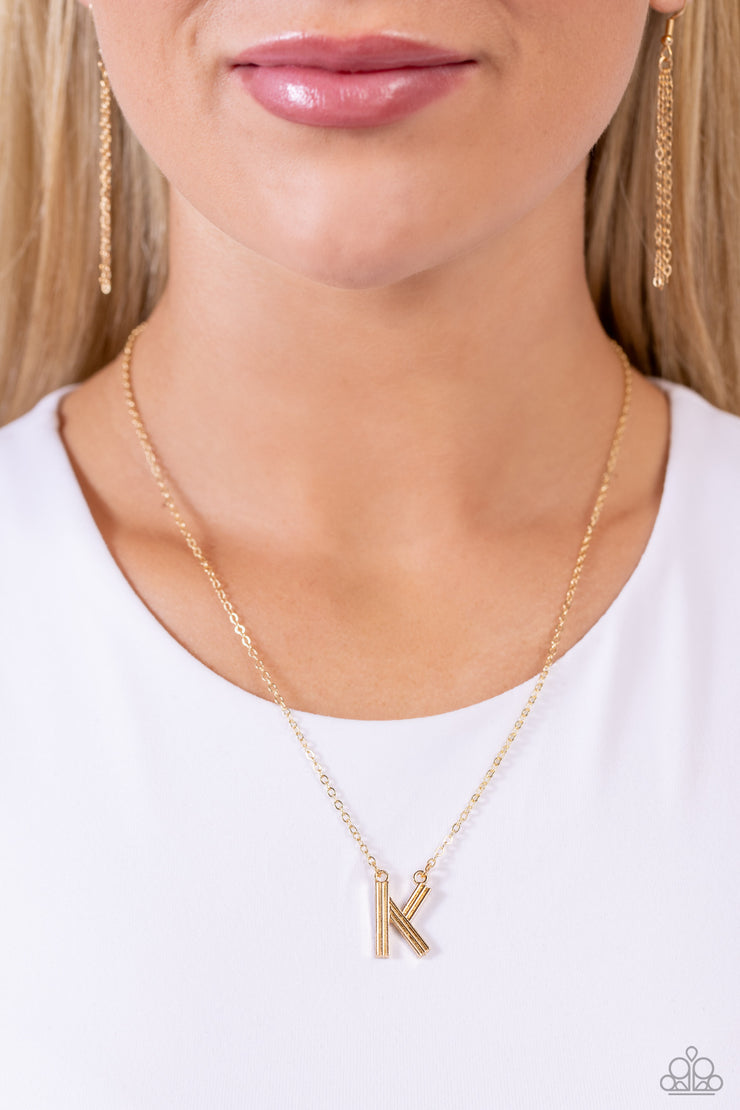 Paparazzi Accessories Leave Your Initials - Gold - K Necklace