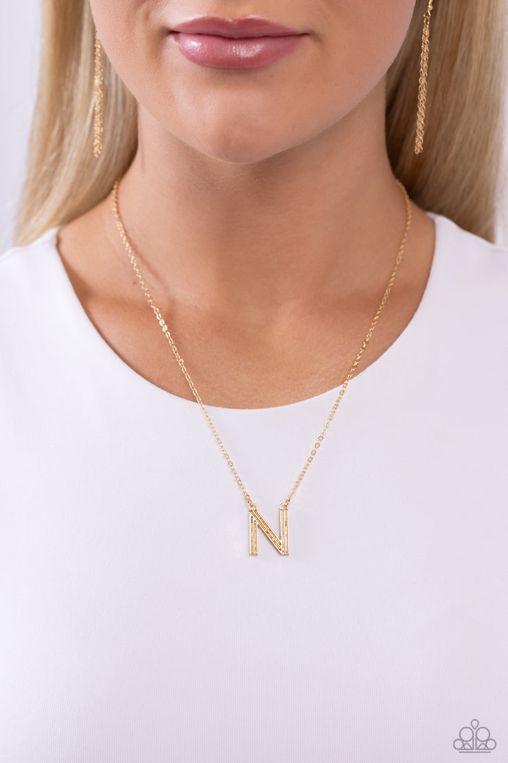 Paparazzi Accessories Leave Your Initials - Gold - N Necklace