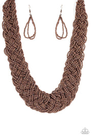 Paparazzi Accessories Mesmerizingly Mesopotamia - Copper Braided Seed Bead Necklace