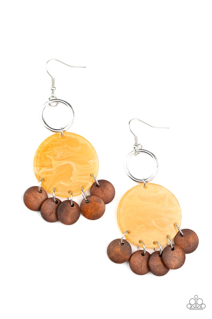Paparazzi Accessories BEACH WAVES Yellow/Orange Earrings