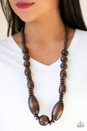 Paparazzi Accessories Summer Breezin Brown Wood Necklace Set