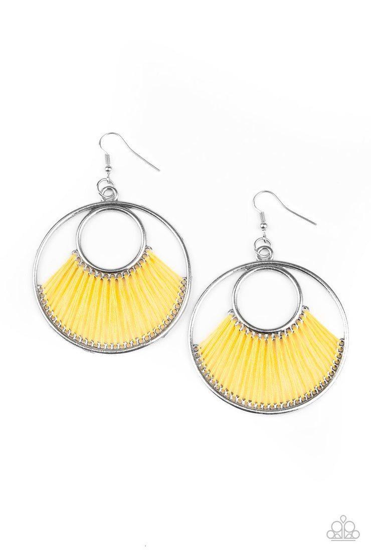 Paparazzi Accessories Really High-Strung Yellow Earrings
