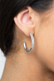 Paparazzi Accessories Trail Of Twinkle White Hoop Earrings
