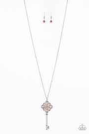 Paparazzi Accessories Unlocked Pink Rhinestone Necklace Set