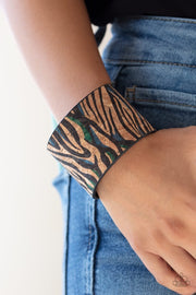 Paparazzi Accessories Show Your True Stripes Blue Cork Cuff Bracelet